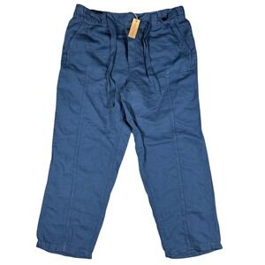 Carbon 2 Cobalt Mens XL Navy Blue Linen Cotton Relaxed Drawstring Pants NWT